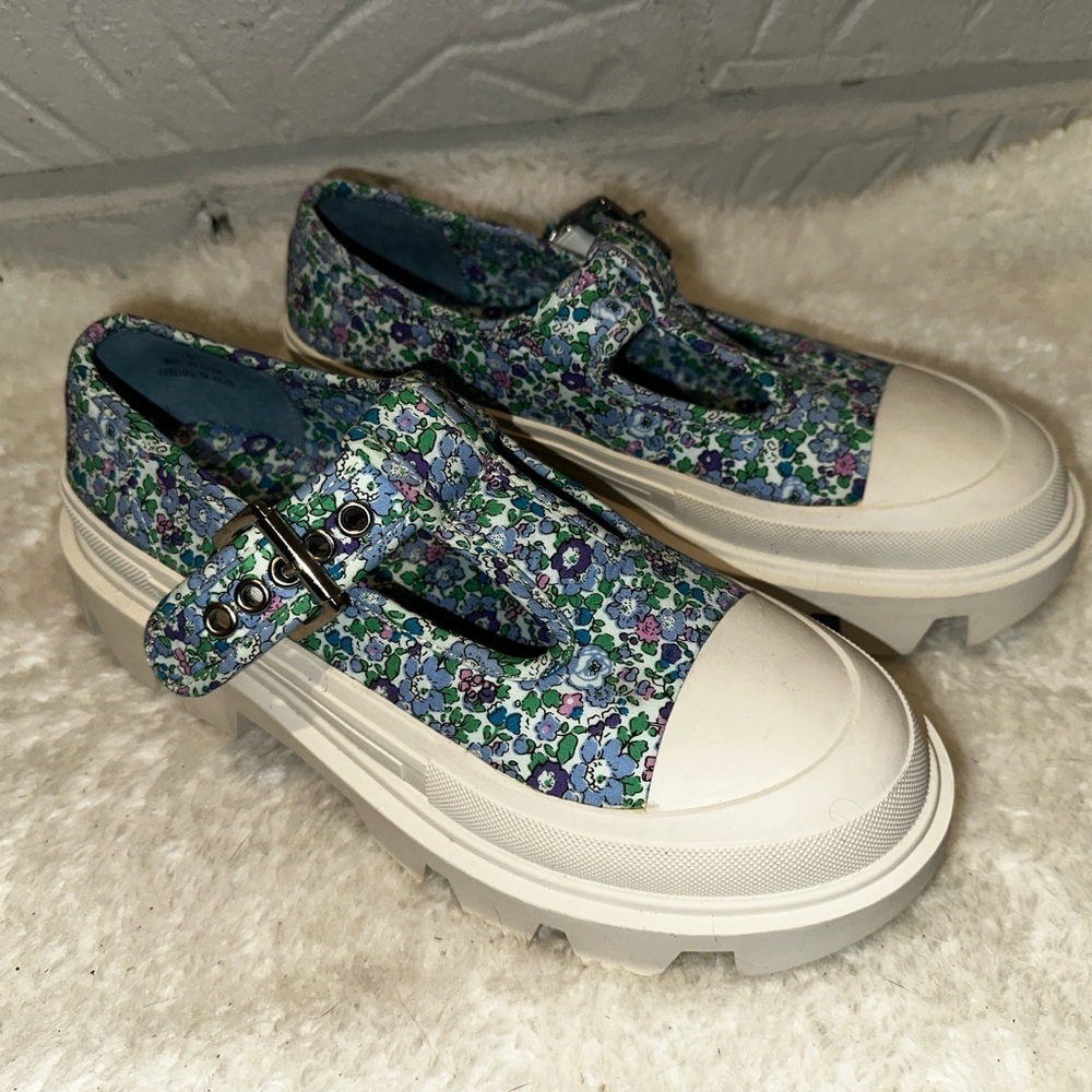 Jeffrey Campbell Enfance Floral Print Lugged Chunky Platform Mary Jane’s Size 8 - Picture 2 of 15